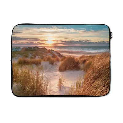Produktbild von MuchoWow® Laptop Hülle 14 ZollDüne - Pflanzen - Sonnenuntergang - Strand - Meer Laptoptasche - Laptoptasche - Stoßsicher - Schutzhaube