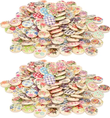 Image de 200pcs coutures en bois 15 mm avec différentes couleurs pour les vêtements d'artisanat