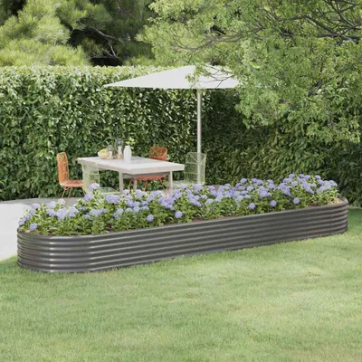 Obrázok produktu pre vidaXL Pozinkovaná oceľová vyvýšená posteľ 396x100x36 cm Sivá
