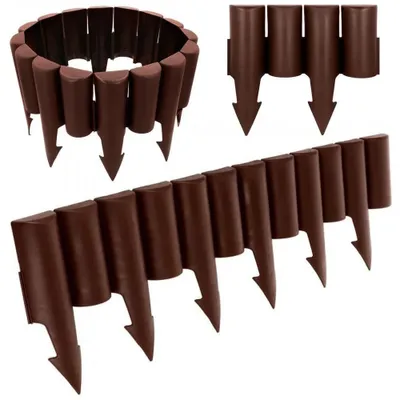 Image de Bordure de jardin en plastique marron - 2,5 mètres - 10 éléments - Flexible - Résistant aux intempéries - Facile à installer - Pour pelouses et massifs