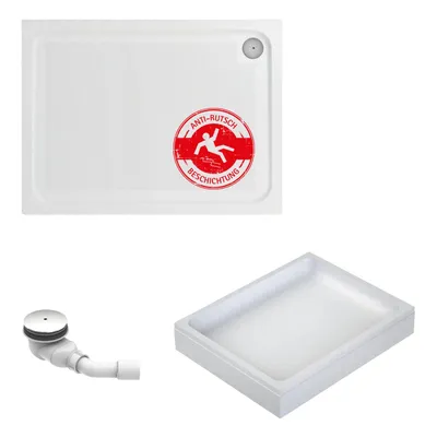 Produktbild von Schulte Duschwanne Adria 90x75 cm, inkl. Antirutsch-Beschichtung, Sanitäracryl Weiß, Set mit Wannenträger + Ablauf