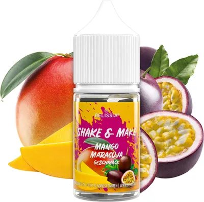 Produktbild von Belissia Shake and Make Mango-Maracuja Refill - 30 ml hochdosiertes Lebensmittelaroma - zum Nachfüllen - Für Backen, Speisen, Getränke, Shakes uvm