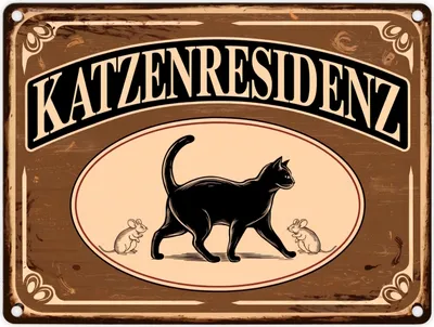 Produktbild von Schwarze Katze mit Mäusen Katzenresidenz Metallschild in 15x20 cm