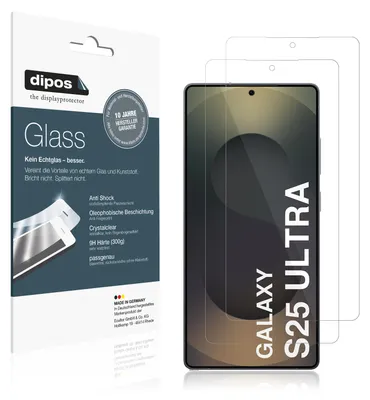 A product package for a screen protector is shown next to a smartphone with the screen protector applied.