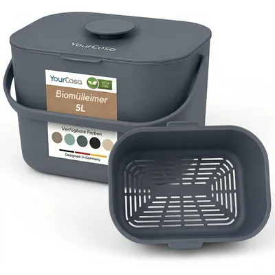 Produktbild von YourCasa Biomülleimer Küche 5L - Komposteimer für alltäglichen Biomüll Spülmaschinenfest mit Sieb & ergonomischen Griff Anthrazit