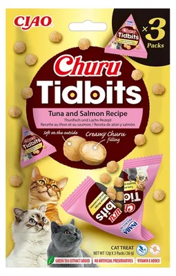 Zdjęcie produktu dla Przysmak dla kota INABA CAT CHURU TIDBITS  tuńczyk łosoś 3x12g