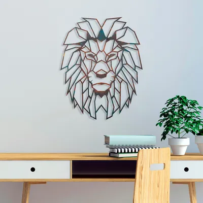 Produktbild von Wallity, Lion - 2, Dekoratives Wandaccessoire aus Metall, 100 % METALL, Mehrfarbig, 40 x 50 cm