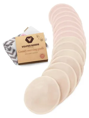 Immagine prodotto di Vulpes Goods - assorbenti per l'allattamento lavabili - assorbenti per l'allattamento riutilizzabili biologici - 14 pezzi con sacchetto per la biancheria - coppa da B a G - L 12cm