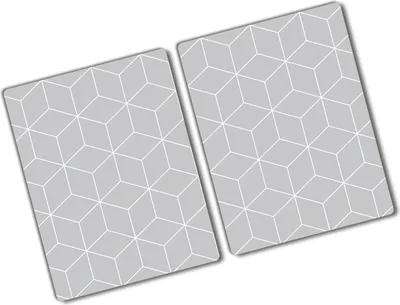 Produktbild von Tulup Glas Herdabdeckplatte - 2x40x52 cm - Glaskeramikkochfeld-Abdeckung Spritzschutz Glasabdeckplatte Kochplattenabdeckung und Schneidebrett - Zweiteilig - Sonstige - Geometrische Figuren - Grau