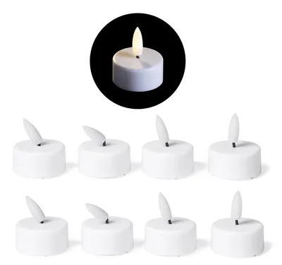 Produktbild von 8x Teelichter mit Timer - Warmweiß LED Teelicht mit Flamme flackernd 3D - 3,7cm Durchmesser für Batterie CR2032 - Teelichter klein LED Kerzen - Teelichter LED für Kerzenpick auf Adventskranz