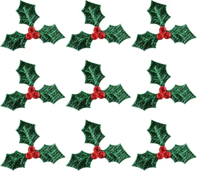 Produktbild von Weihnachtsbastelbedarf, 100 Stück Stechpalmenbeeren mit grünen Blättern, künstliche Beeren, Kunstbeerenblüten mit grünen Blättern für Weihnachtskranz-Arrangement, DIY-Hängeornament