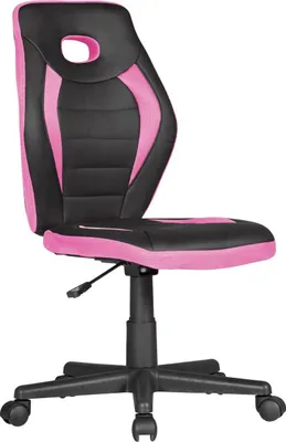 Produktbild von Kinderdrehstuhl LUAN schwarz/pink für Kinder ab 6 mit Lehne, Kinderdrehstuhl ergonomisch Kinderbürostuhl, Jugendstuhl höhenverstellbar, Kinderschreibtischstuhl ohne Armlehne