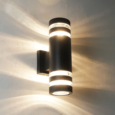 Produktbild von Außenwandleuchte Modern "Sierra" anthrazit Metall 2-flammig Wandlampe Balkon Terrasse Garten