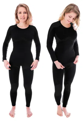 Produktbild von Black Snake Thermounterwäsche Damen Set Seamless Skiunterwäsche - L/XL - Schwarz