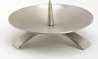 Produktbild von Dreifußleuchter Silber gebürstet großem Dorn 11,5 cm, ideal für Taufkerzen, Kommunionkerzen, Konfirmationskerzen, Hochzeitskerzen, Trauerkerzen