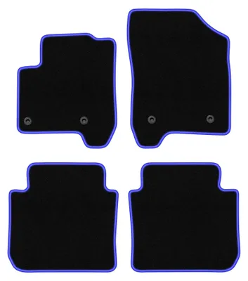 Produktbild von Velours-Fußmatten für Citroen C3 Picasso 2008-2017 (Minvan) – 4-tlg, Schwarz/Blau, passgenau – Wielganizator CARLUX