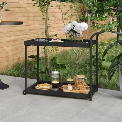 Immagine prodotto di The Living Store Carrello bar nero 100x45x83 cm Poly Rattan