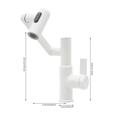 Obrázek produktu pro Otočná kuchyňská baterie Koupelnová baterie s LED ukazatelem teploty (bílá)