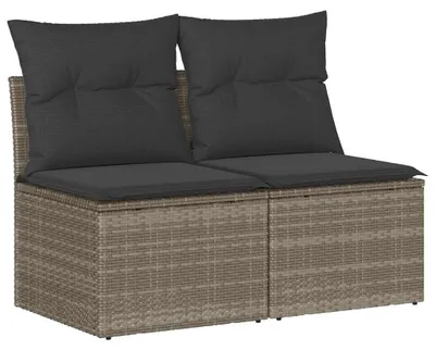 Produktbild von Loungeset, 2-teilig - Grau, aus Poly-Rattan - 2 Sitzplätze - Mit Kissen