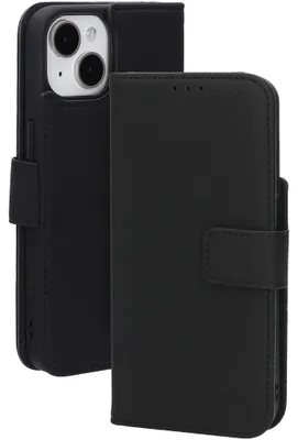 Produktbild von Mobiparts Wallet iPhone 14 MagSafe Hülle Echtes Leder Klapphülle Geldbörse - Schwarz