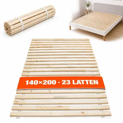 Produktbild von WOLKENLAND Lattenrost 140 x 200 cm | 23 Latten | Massivholz | Vorgebohrte Löcher | Premium Rollrost