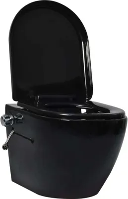 Produktbild von vidaXL Wand-WC ohne Spülrand mit Bidet-Funktion Keramik Schwarz