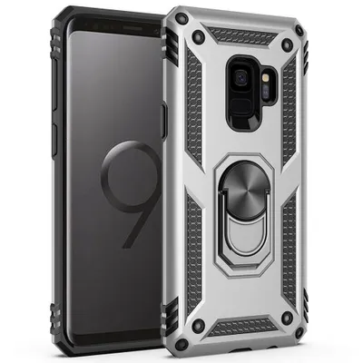 Obrázek produktu pro Galaxy S9 Plus Pouzdro s Kroužkem, Dvouvrstvé Tvrdé PC TPU, Nárazuvzdorné Pouzdro s Stojánku pro Samsung Galaxy S9 Plus Stříbro