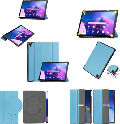 Produktbild von Für Lenovo M10 Plus 2022 3. Gen 3folt Wake UP Smart Cover Blau Tasche Etuis Case