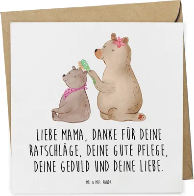 Produktbild von Mr. & Mrs. Panda Grußkarte Bär Kind - Weiß - Geschenk, Muttertag, Familie, doppelkarte, faltkarte, Klappkarte, Glückwunschkarte, Bären, anlasskarte, Mama