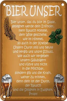 Produktbild von Blechschild Spruch 12x18cm Bier unser in Ewigkeit Prost