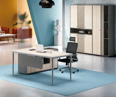 Image de Bureau Bureau d'angle Meubles de bureau en bois gris Table de bureau