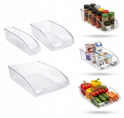 Produktbild von Transparente Kühlschrank-Organizer 3er Set Lebensmittelbehälter