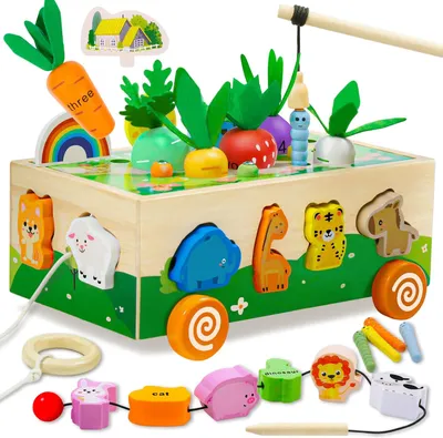 Image de Jouet sensoriel en bois pour les tout-petits de 1, 2 et 3 ans - Un jouet Montessori pour les garçons et les filles de 1, 2 et 3 ans