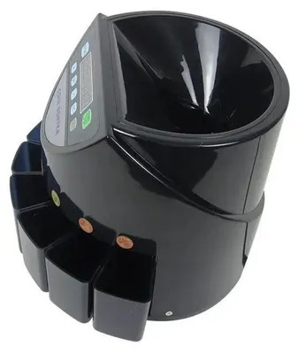Image de Compteur et trieur de pièces - XD-9002 - Électrique, automatique - Écran LED - 260 pièces/minute - Capacité de 500 pièces - Pour pièces en euros - Prise européenne, couleur noire