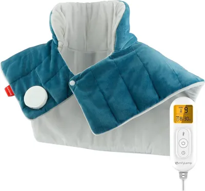 Produktbild von Comfytemp Voll gewichtetes Heizkissen für Nacken Schulter mit 9 Wärmestufen 0,5-9h Abschaltautomatik, 1 kg Nackenwärmer Schulterwärmer waschbar Wärmekissen 56x48cm Elektrisches Wärmecape
