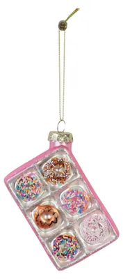 Productafbeelding van Kerstornament - Donutverpakking - Meerdere kleuren - 6x3x9 cm