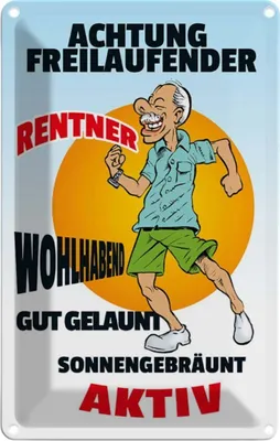 Produktbild von vianmo Blechschild 30x20 cm Achtung freilaufender Rentner Warnschild Hinweisschild Sicherheit Vorsicht