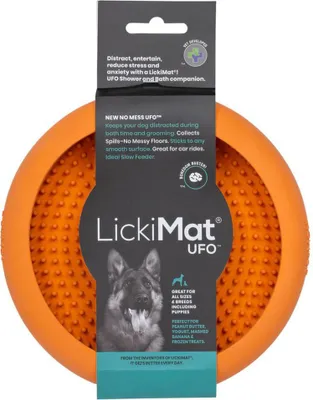 Obrázek produktu pro LickiMat UFO - Podložka na lízání pro psy Slowfeeder ø 19 cm, barva:oranžová