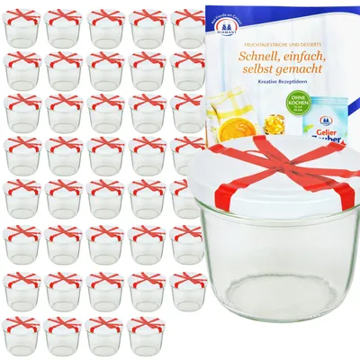 Image de lot de 40 pots de 230 ml avec couvercle décoratif et livret de recettes "Diamant Gelierzauber"