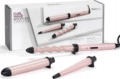 Obrázek produktu pro Babyliss Curl and Wave Trio MS750E, kulma na vlasy s třemi nástavci, až 210°C, světle růžová