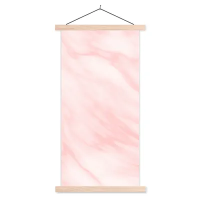 Produktbild von MuchoWow® Textilposter Marmor - Rosa - Weiß - Luxus - Marmoroptik 60x120 cm mit holzfarbenen Rahmen - Holz