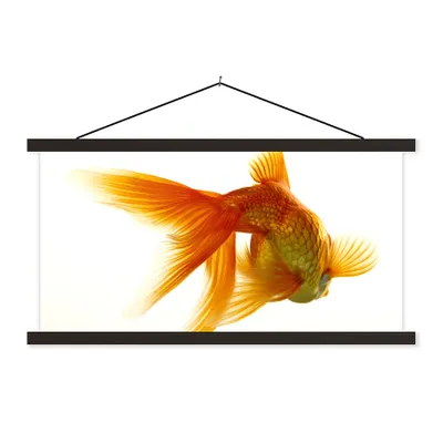 Produktbild von MuchoWow® Textilposter Goldfisch - Meerestiere - Weiß 120x60 cm mit schwarzem Rahmen - Dekoration Schlafzimmer