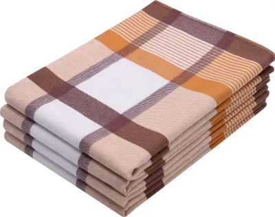 Produktbild von 4er Set Geschirrtücher Baumwolle, 50x70 cm, braun-kariert