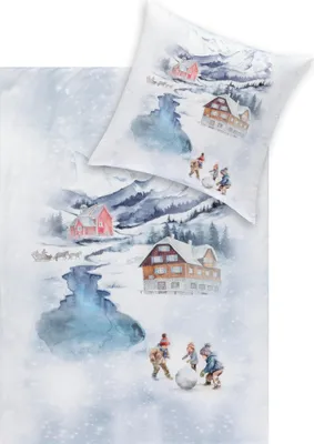 Zdjęcie produktu dla Estella przytulna pościel flanelowa 155x220 Zimowy krajobraz górskiego jeziora 4472-101