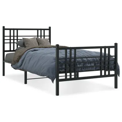 Produktbild von Möbel Bettgestell mit Kopf- und Fußteil Metall Schwarz 100x200 cm - Klassische Betten 376337