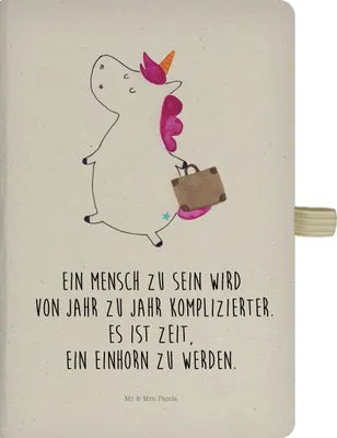 Produktbild von Mr. & Mrs. Panda Notizbuch DIN A5 Einhorn Koffer - Transparent - Geschenk, Lustig, Schreibheft, Einhörner, Notizheft, Abenteuer, Tagebuch, kariertes, Albern, Kladde