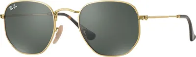 Produktbild von Ray-Ban Hexagonal Flat Lenses, Erwachsener, Hexagonal, Vollrand, Gold, Schwarz, Gold, Nicht-polarisierte Linse