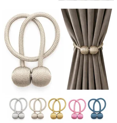 Produktbild von MEBLE ODNOWA, Klammer, Magnetverschluss, Vorhanghalter, Kugelförmige QUASTEN für Vorhänge mit Magnet, BEIGE