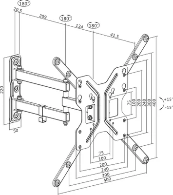 Produktbild von LogiLink TV-Wandhalterung Full Motion für 58,42 - 139,7 cm