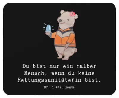Produktbild von Mr. & Mrs. Panda Mousepad Rettungssanitäterin Herz - Schwarz - Geschenk, gummi mauspad, mousematte, Mouse Pad, laptop